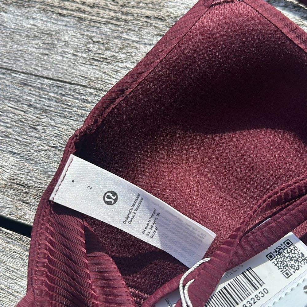 Lululemon Like a Cloud Ribbed Longline Bra, B/C Cup size 2 NWT GARNET red - Picture 7 of 7